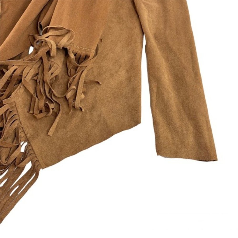 Hollister Faux Suede Fringe 90’s Jacket Open Front - Picture 4 of 5